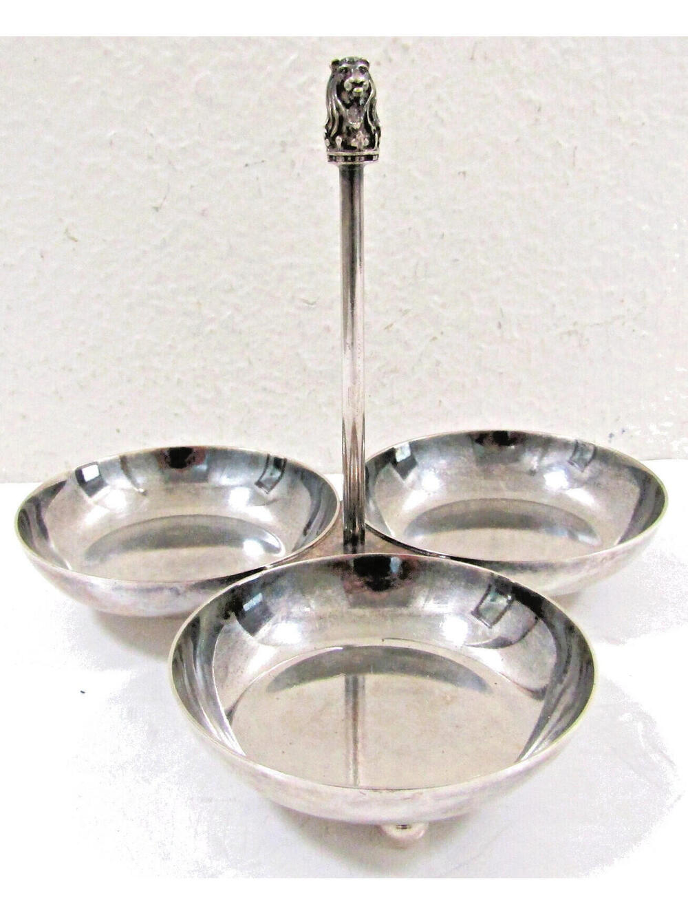 London Ritz Carlton Gebruder Hepp Silverplate 18/10 Three Bowl Condiment Server